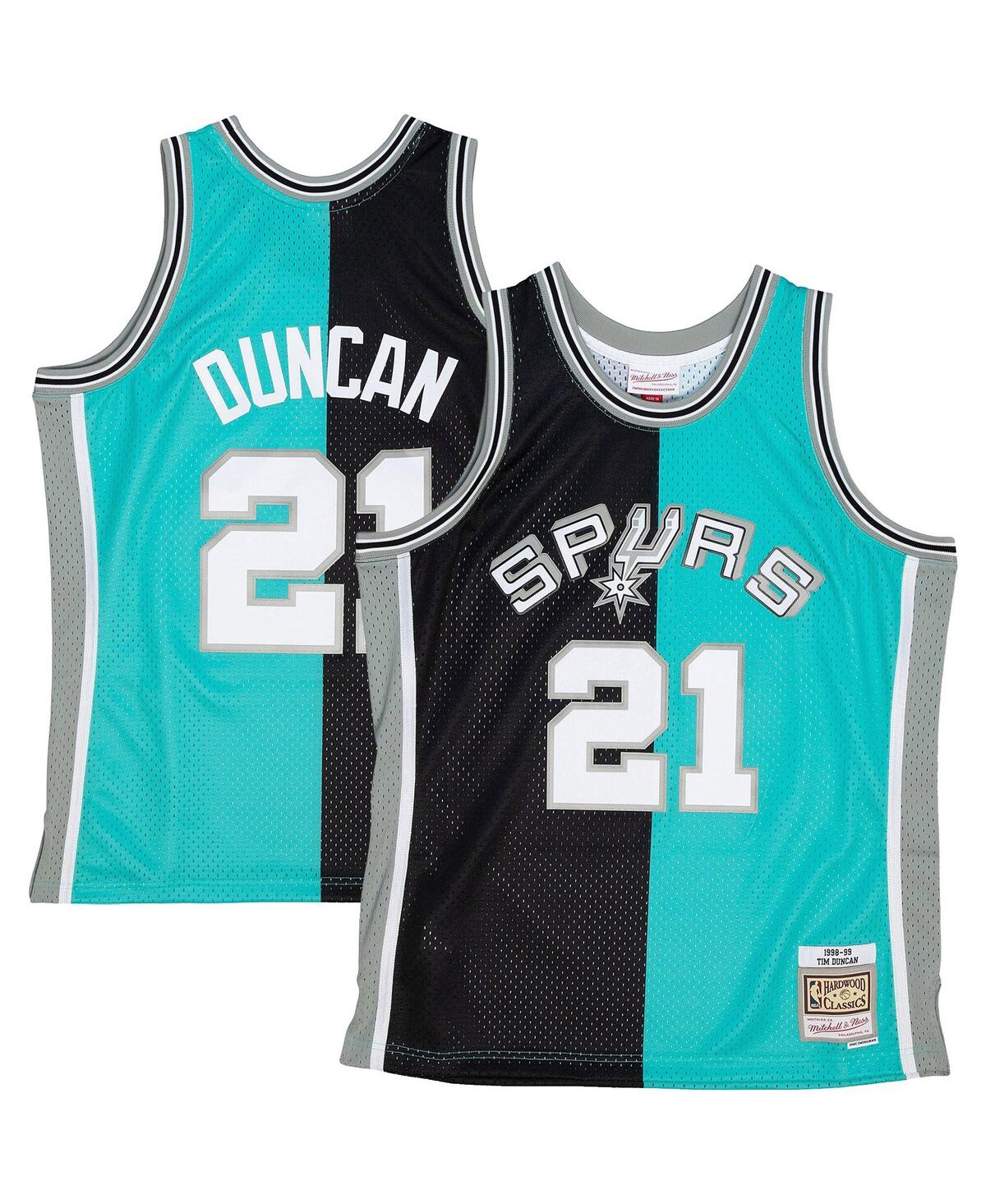 Men's Mitchell & Ness Tim Duncan Teal San Antonio Spurs Big and Tall Hardwood Classics 1998-99 Split Swingman Jersey - Teal