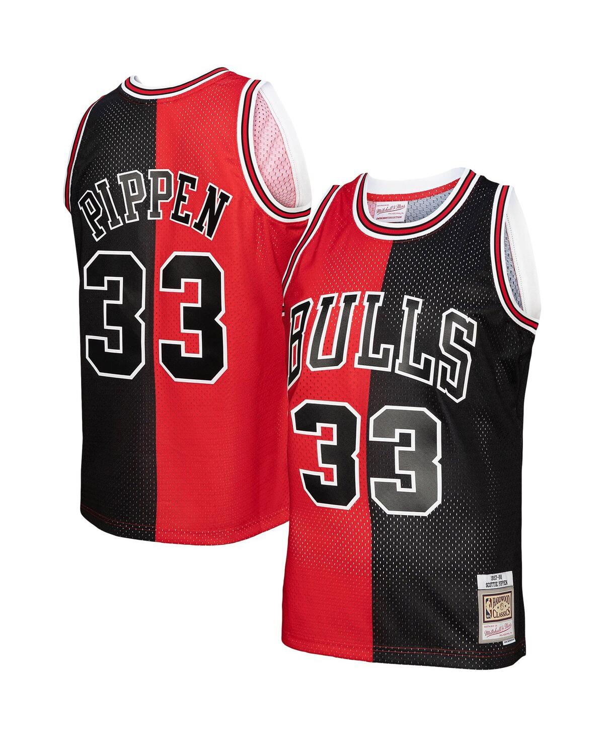 Men's Mitchell & Ness Scottie Pippen Black Chicago Bulls Big and Tall Hardwood Classics 1997-98 Split Swingman Jersey - Black