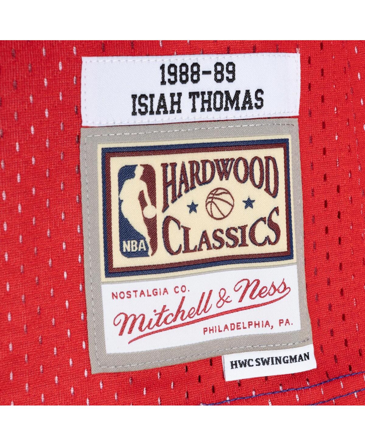 Men's Mitchell & Ness Isiah Thomas Red Detroit Pistons Hardwood Classics 1988-89 Split Swingman Jersey - Red