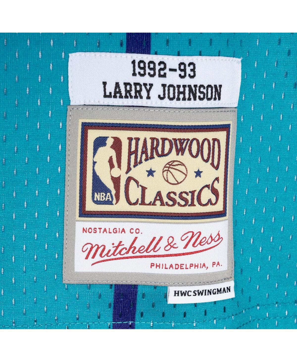 Men's Mitchell & Ness Larry Johnson Purple Charlotte Hornets Hardwood Classics 1992-93 Split Swingman Jersey - Purple