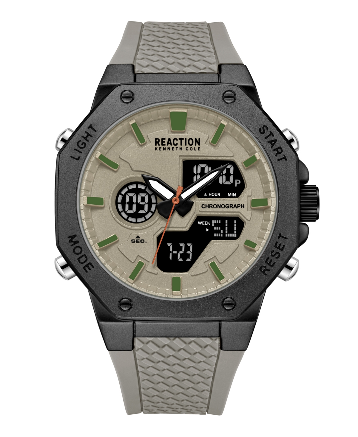 Men's Ana-digi Gray Silicon Strap Watch, 46mm - Gray
