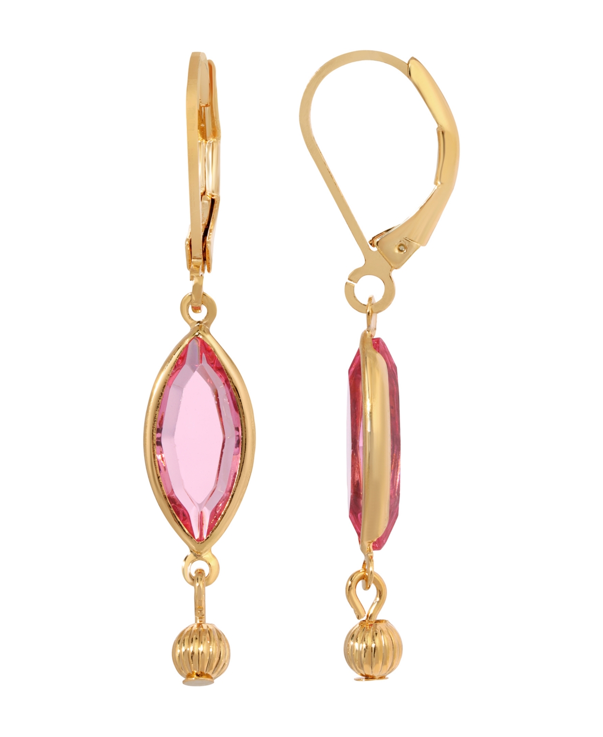 2028 Women's Gold-tone Crystal Oval Drop Earrings In Pink