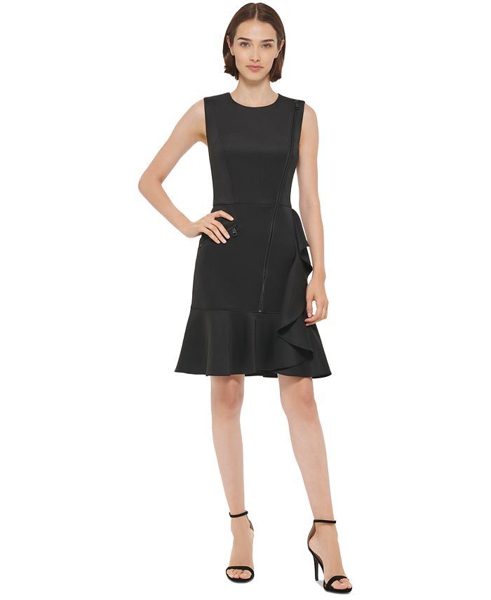 DKNY Women's Zippered-Front Ruffled-Skirt Dress & Reviews - Dresses ...