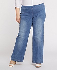 Plus Size Wide Leg Pull-On Jeans