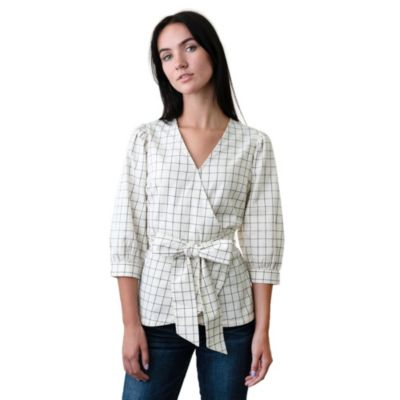 Women's Hope and Henry Puff Sleeve Wrap Top