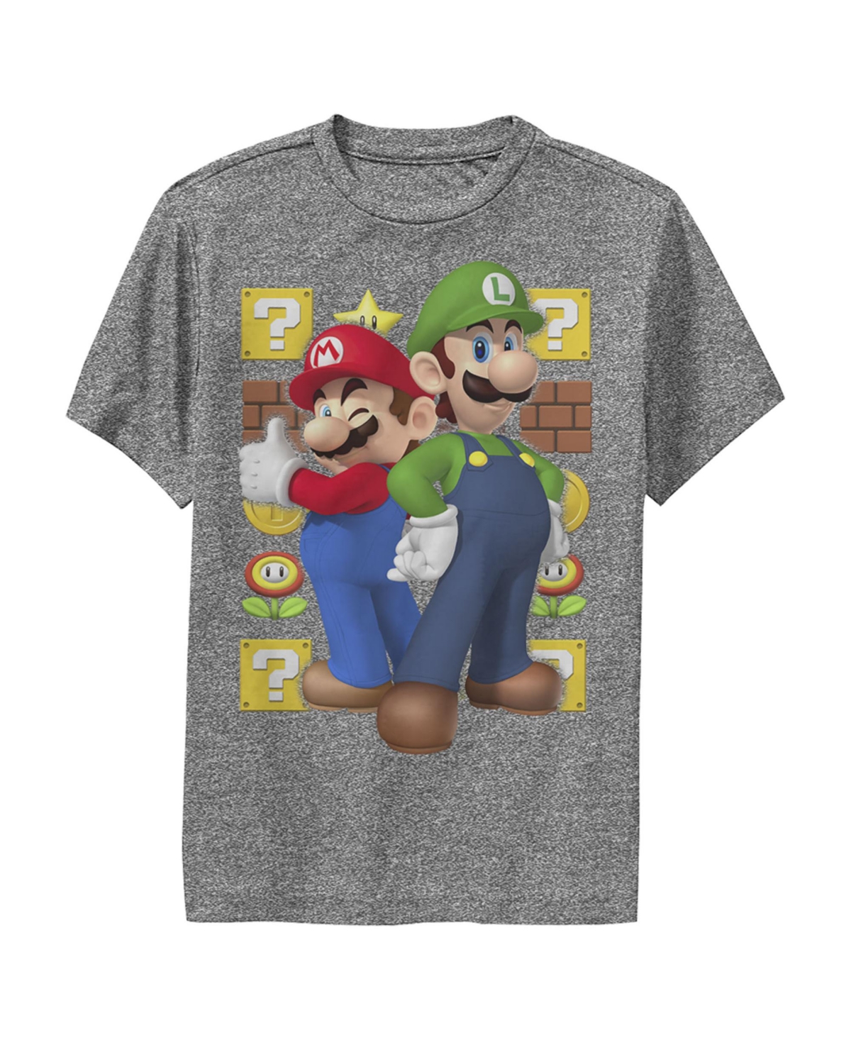 Nintendo Boy's Mario And Luigi Child Performance Tee In Charcoal ...