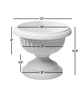 Grecian Urn Plastic Planter for Indoor/Outdoor Use, Stone Colored, 12 inch