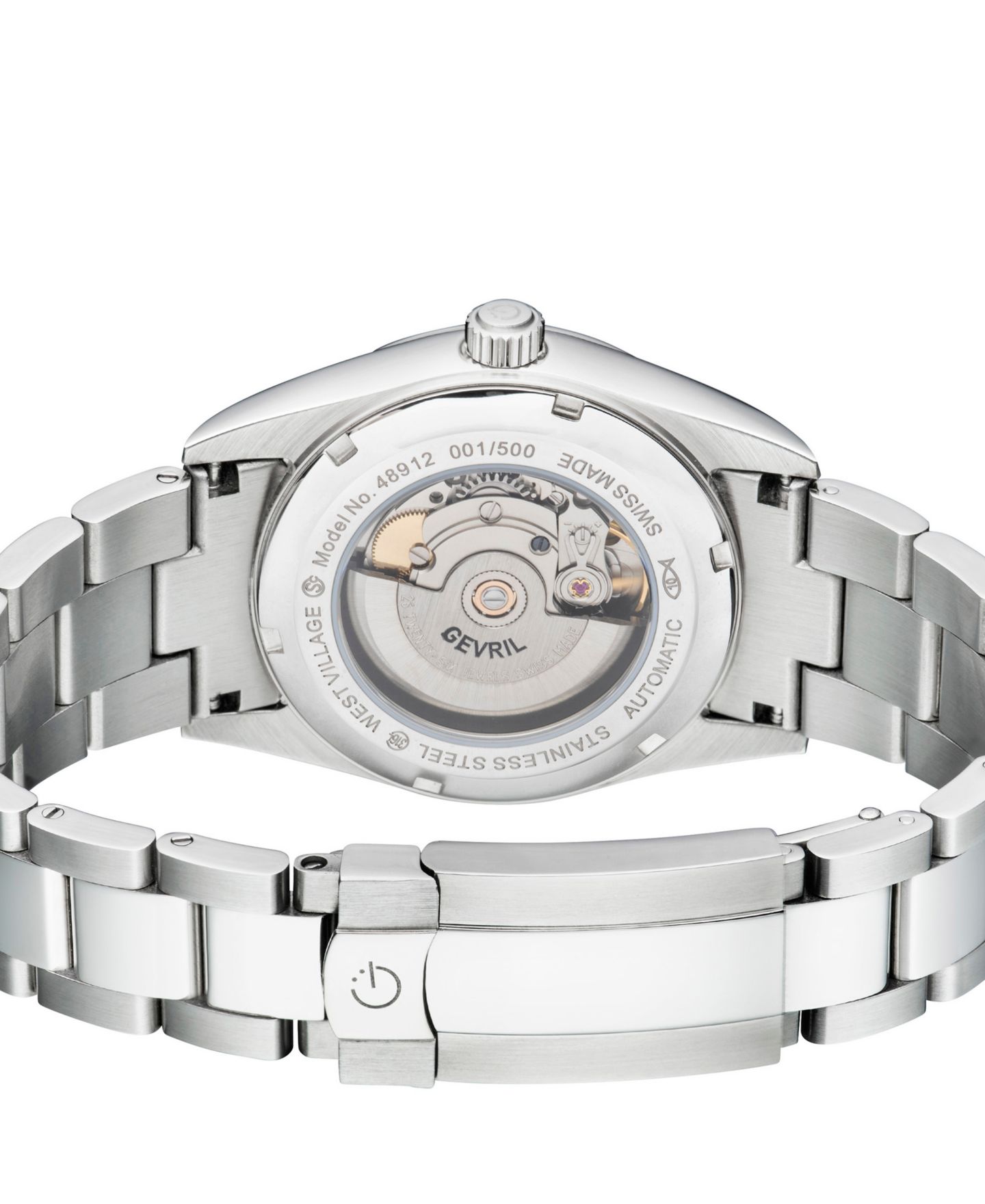 Мужские часы Gevril West Village Swiss Automatic 316L Stainless Steel Bracelet Watch, цвет: Серебряный — фото 3