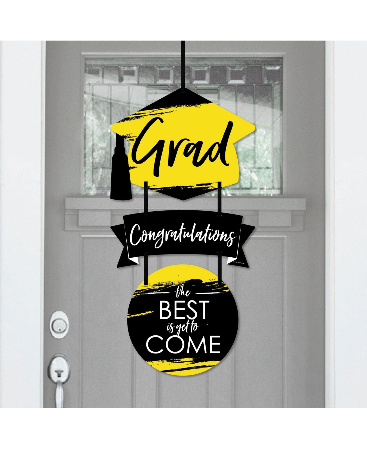 Yellow Grad - Best is Yet to Come - Hanging Porch Outdoor Front Door Decor 3 Pc