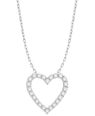 Macy's - Diamond Heart 18" Pendant Necklace (1 ct. t.w.) in 14k White Gold