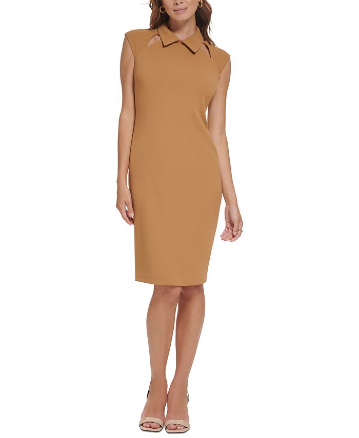 Calvin Klein Cap Sleeve Cutout Neckline Sheath, $89, Macy's