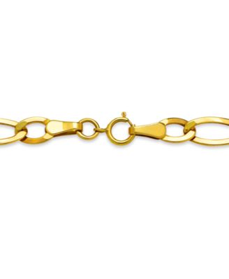 Figaro Polished Link Chain Bracelet in 10k Gold