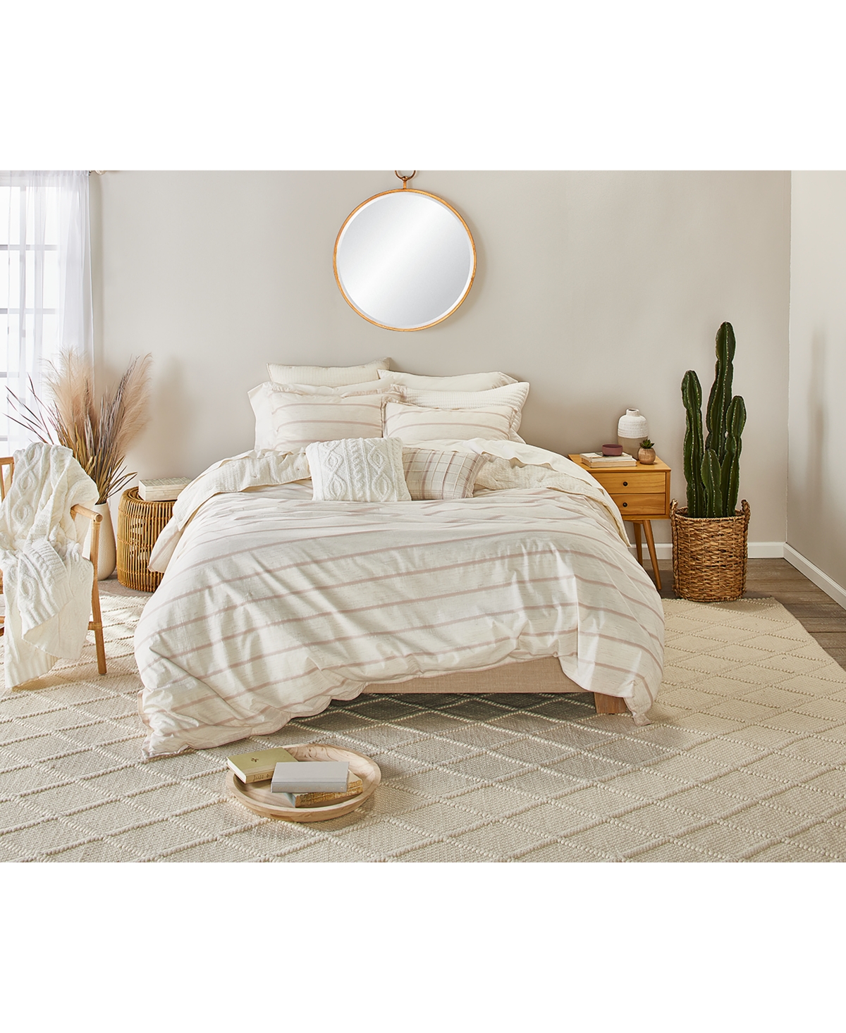 Splendid Elliot Stripe 3 Piece Comforter Set, Full/queen Bedding In Sugar/stone