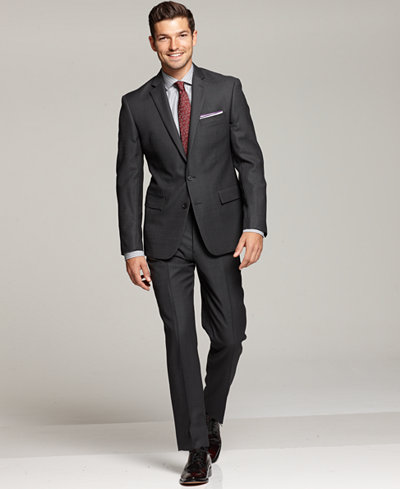 Ryan Seacrest Distinction Grey Modern Fit Suit Separates & Striped Dress Shirt