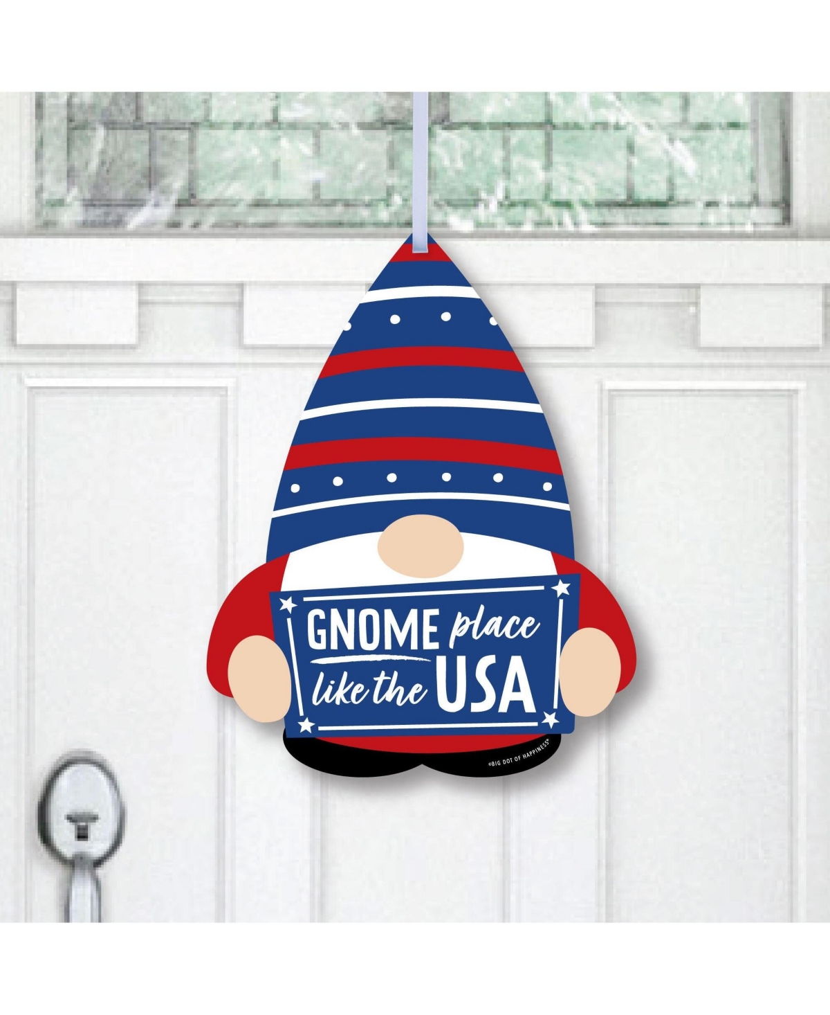 Patriotic Gnomes - Hanging Holiday Party Outdoor Front Door Decor - 1 Pc Sign
