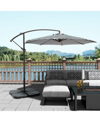 10 ft Outdoor Patio Cantilever Umbrella with Weight Base
