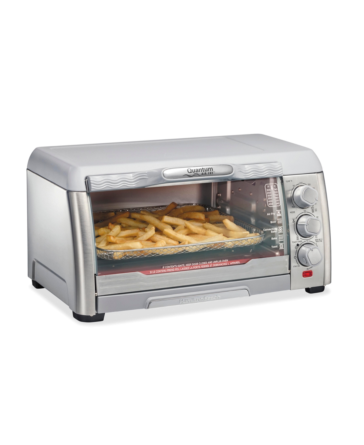 Hamilton Beach - .65 Cubic Foot Air Fryer Toaster Oven with Quantum Air Fry Technology - STAINLESS STEEL