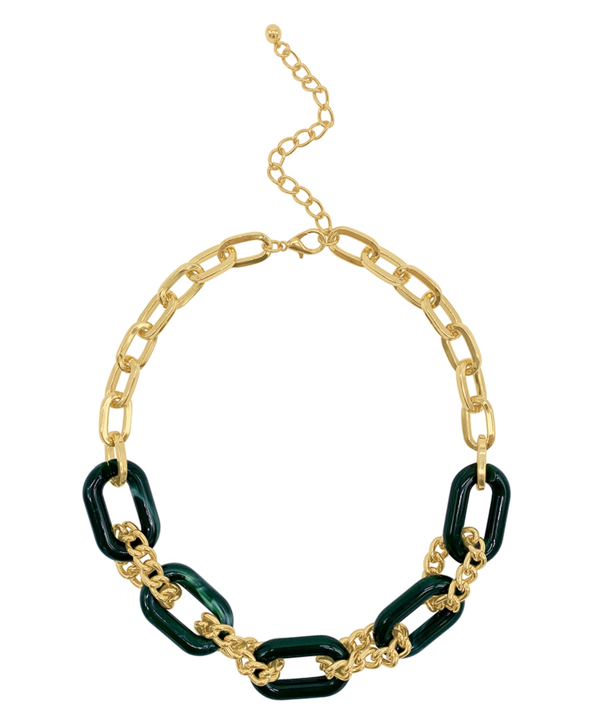 Adornia Women's Gold-tone Mixed Link And Green Tortoise Shell Adjustable Necklace