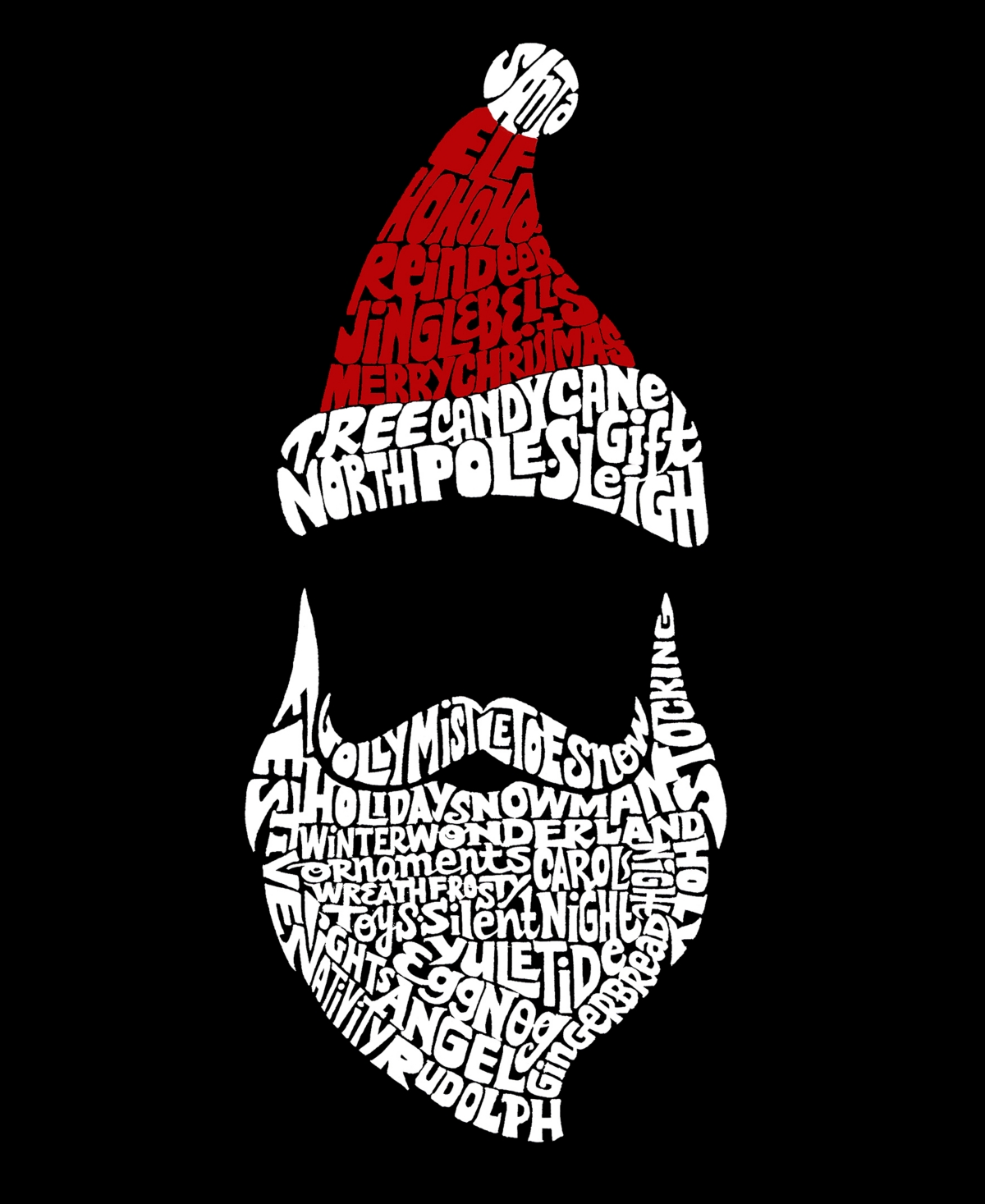 La Pop Art Men's Santa Claus Word Art Long Sleeve T-shirt