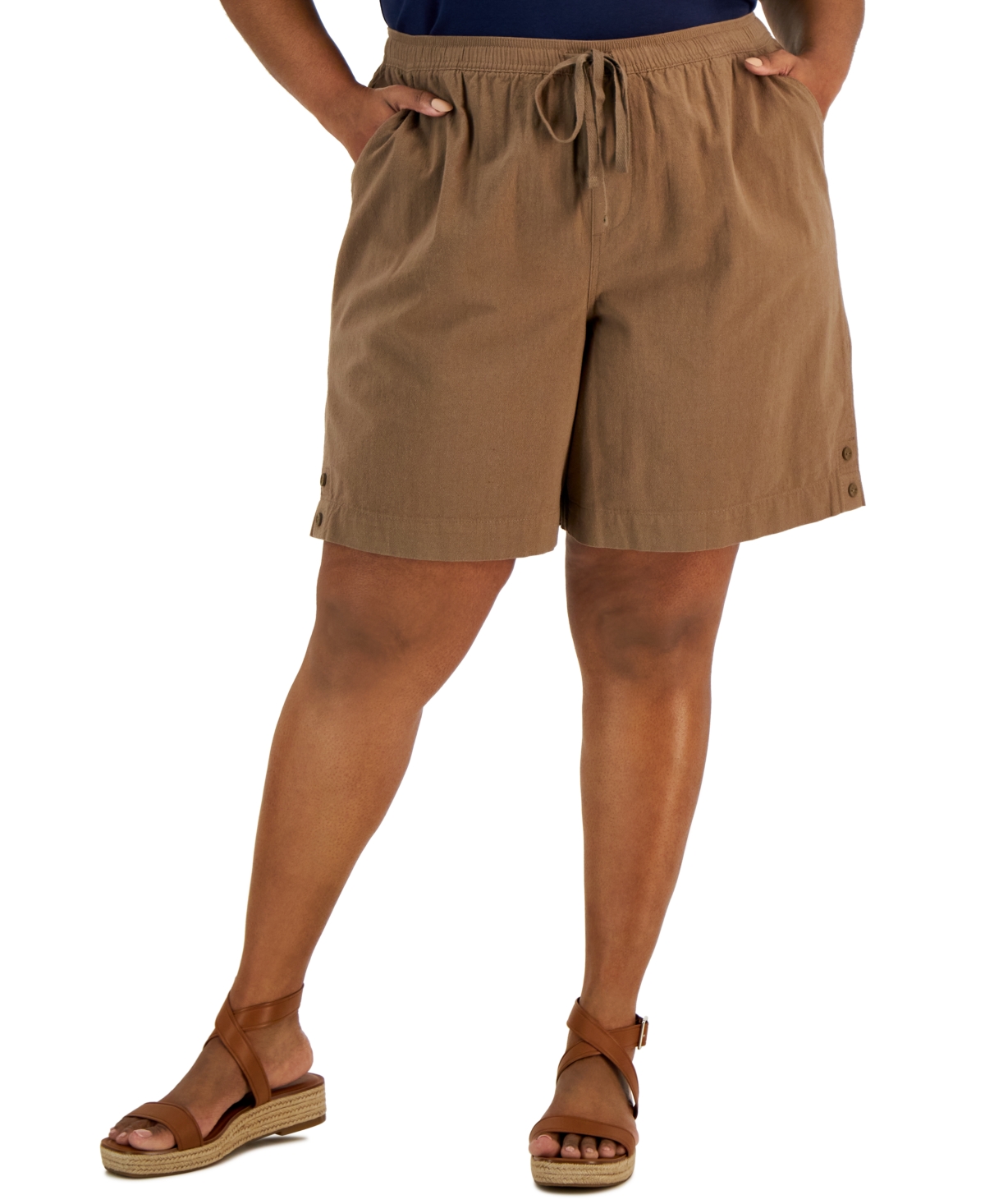 Karen Scott Plus Size Cotton Emelia Pull On Shorts Created for Macy s Smart Closet