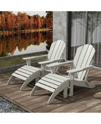 4 Piece Set Classic Folding Adirondack Chair With Footrest Ottoman