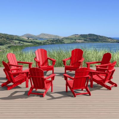 All-Weather Contoured Outdoor Poly Folding Adirondack Chair (Set of 8)