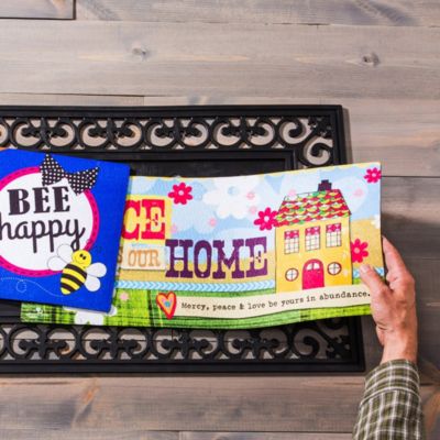 Black Fleur Scroll Sassafras Floor Mat Indoor Outdoor Rubber Tray 18"x30" Fits Sassafras Inserts 10"x22" Black