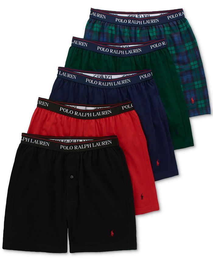 Polo Ralph Lauren Men's 5-Pack Classic-Fit Cotton Knit Boxers - Macy's