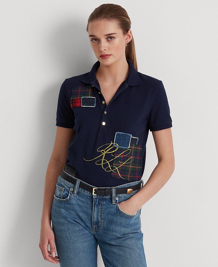 Lauren Ralph Lauren Women's Patchwork Piqué Polo Shirt - Macy's