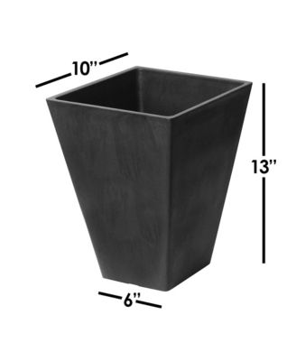 17326 Valencia Square Flower Pot Planter 10 Inch Black