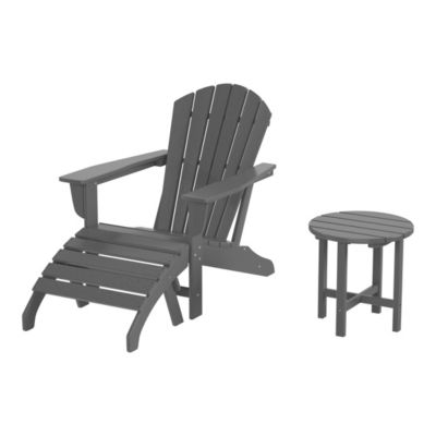 Outdoor Adirondack Chair With Ottoman And Side Table 3-Piece Set