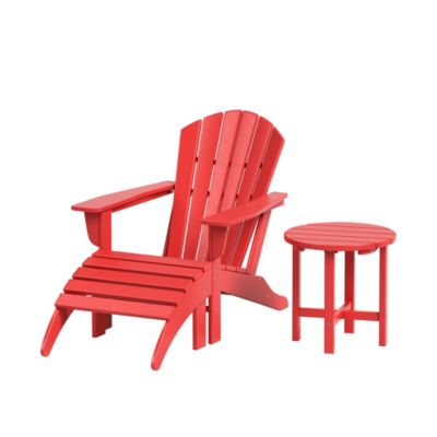 Outdoor Adirondack Chair with Ottoman Side Table Set