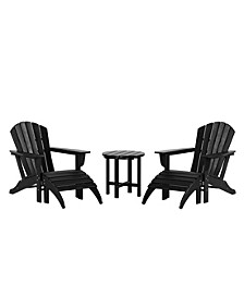 5-piece Adirondack Chairs with Ottoman Side Table Set