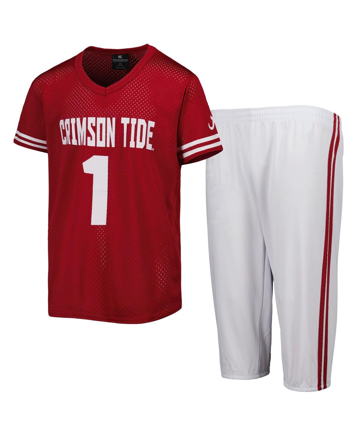 Colosseum Big Boys  Crimson, White Alabama Crimson Tide Football T-shirt And Pants Set In Crimson,white