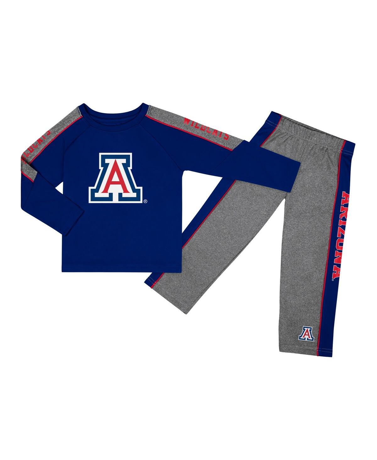Colosseum Toddler Boys  Navy And Heathered Gray Arizona Wildcats Poppies Pullover Hoodie And Sweatpan In Navy,heather Gray