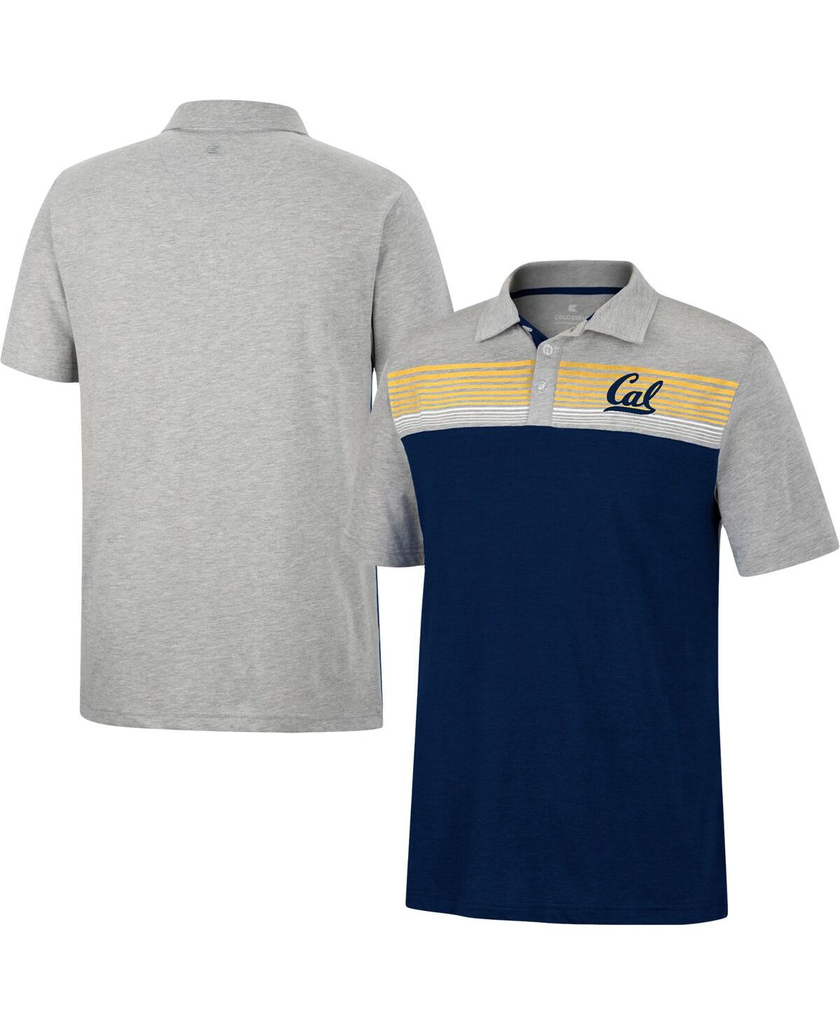 Colosseum Men's  Navy, Heathered Gray Cal Bears Caddie Polo Shirt In Navy,heathered Gray