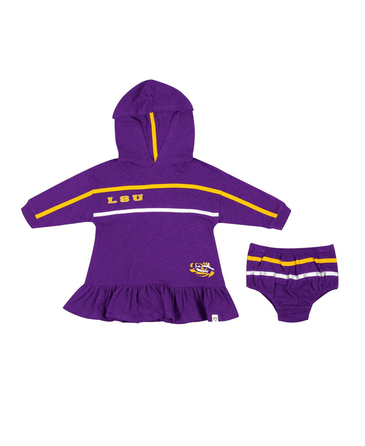Colosseum Babies' Girls Infant  Purple Lsu Tigers Winifred Hoodie Dress And Bloomer Set