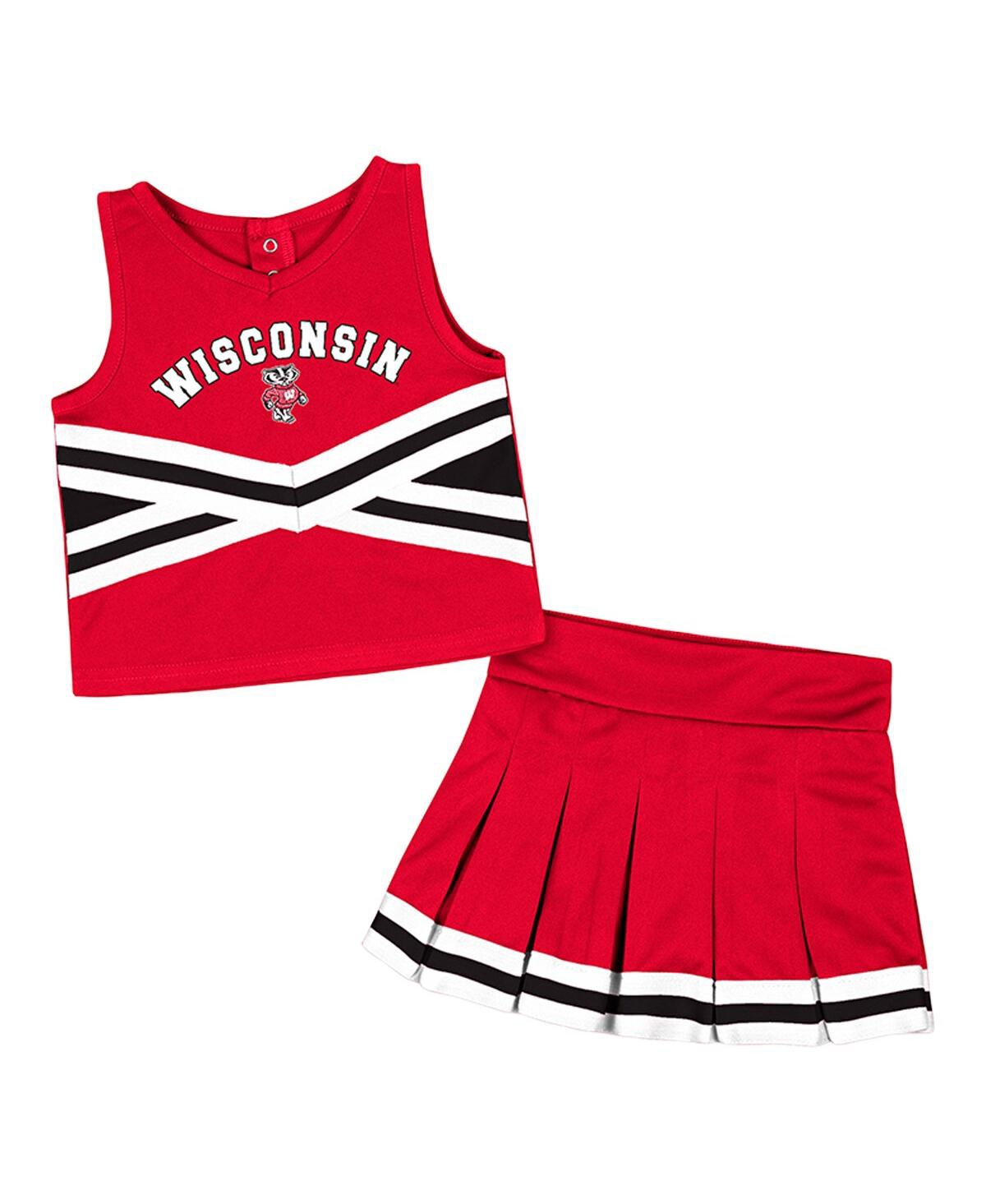 Colosseum Babies' Toddler Girls  Red Wisconsin Badgers Carousel Cheerleader Set