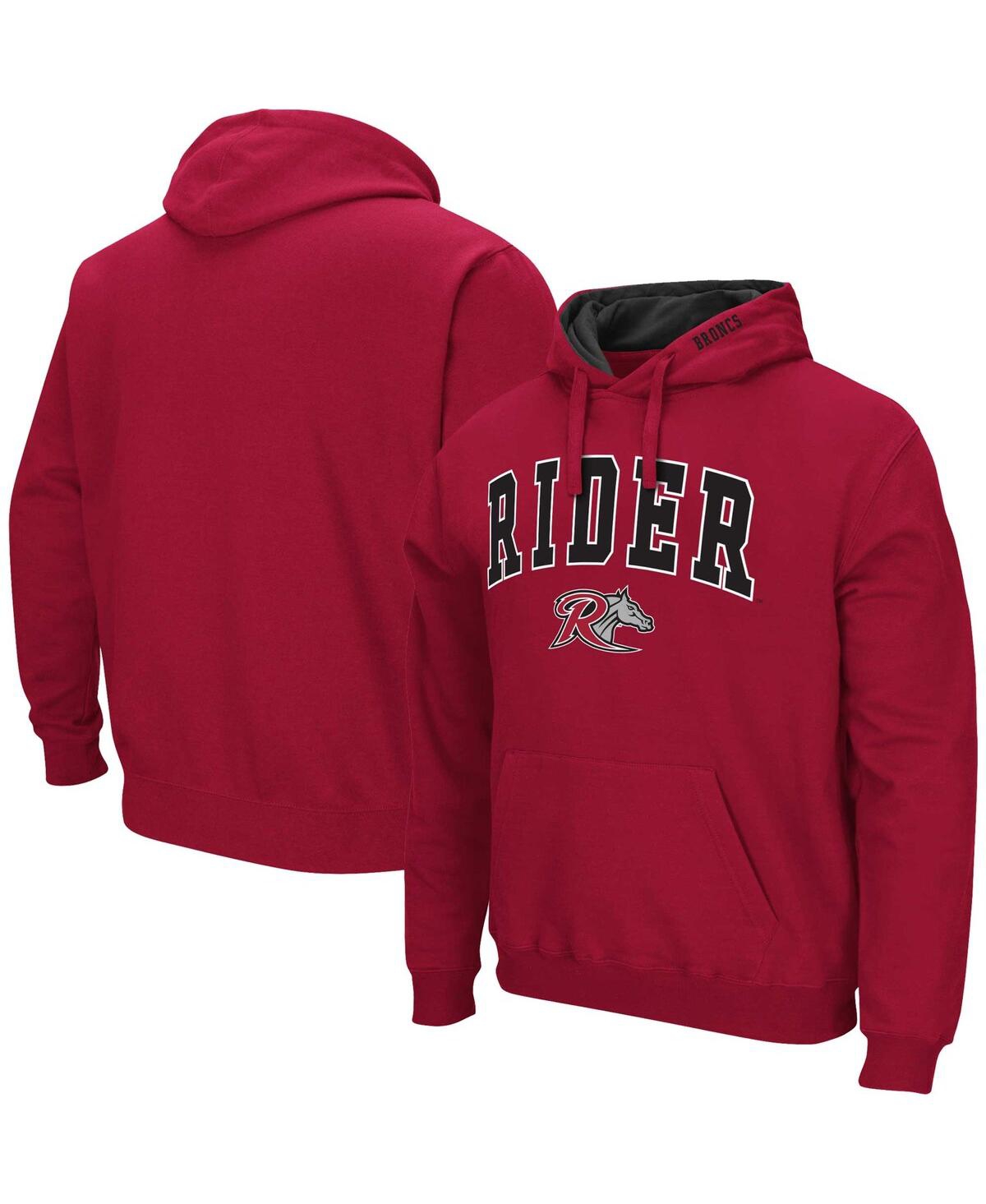Colosseum Men's  Cranberry Rider Broncs Arch & Logo Pullover Hoodie In Cranberry