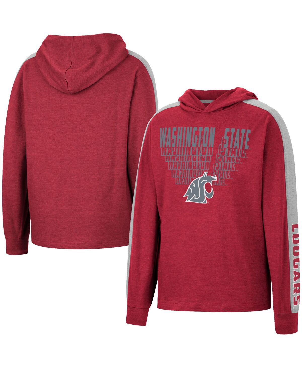 Shop Colosseum Big Boys  Heathered Crimson Washington State Cougars Wind Changes Raglan Hoodie T-shirt