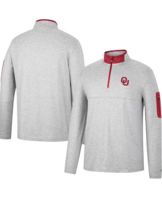 Men's Heathered Gray, Crimson Oklahoma Sooners Country Club Windshirt Quarter-Zip Jacket
