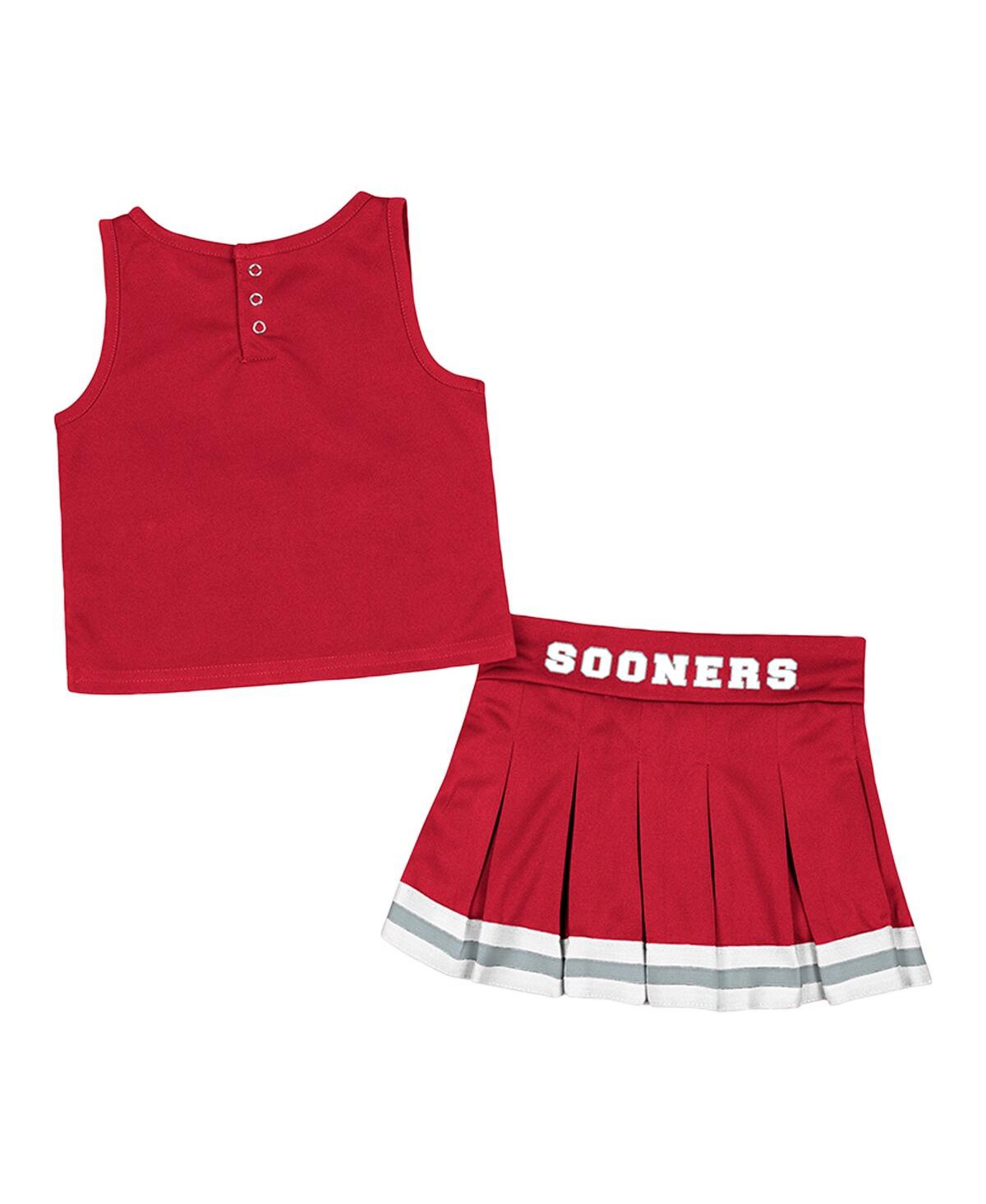 Colosseum Toddler Girls  Crimson Oklahoma Sooners Carousel Cheerleader Set In Crimson