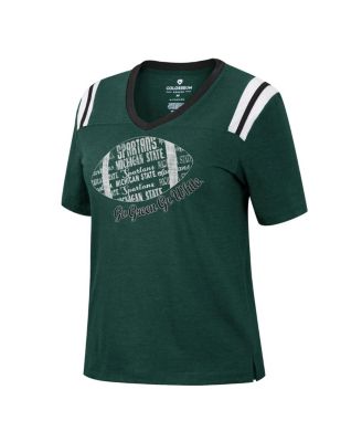 Women's Heathered Green Michigan State Spartans 15 Min Early Football V-Neck T-shirt