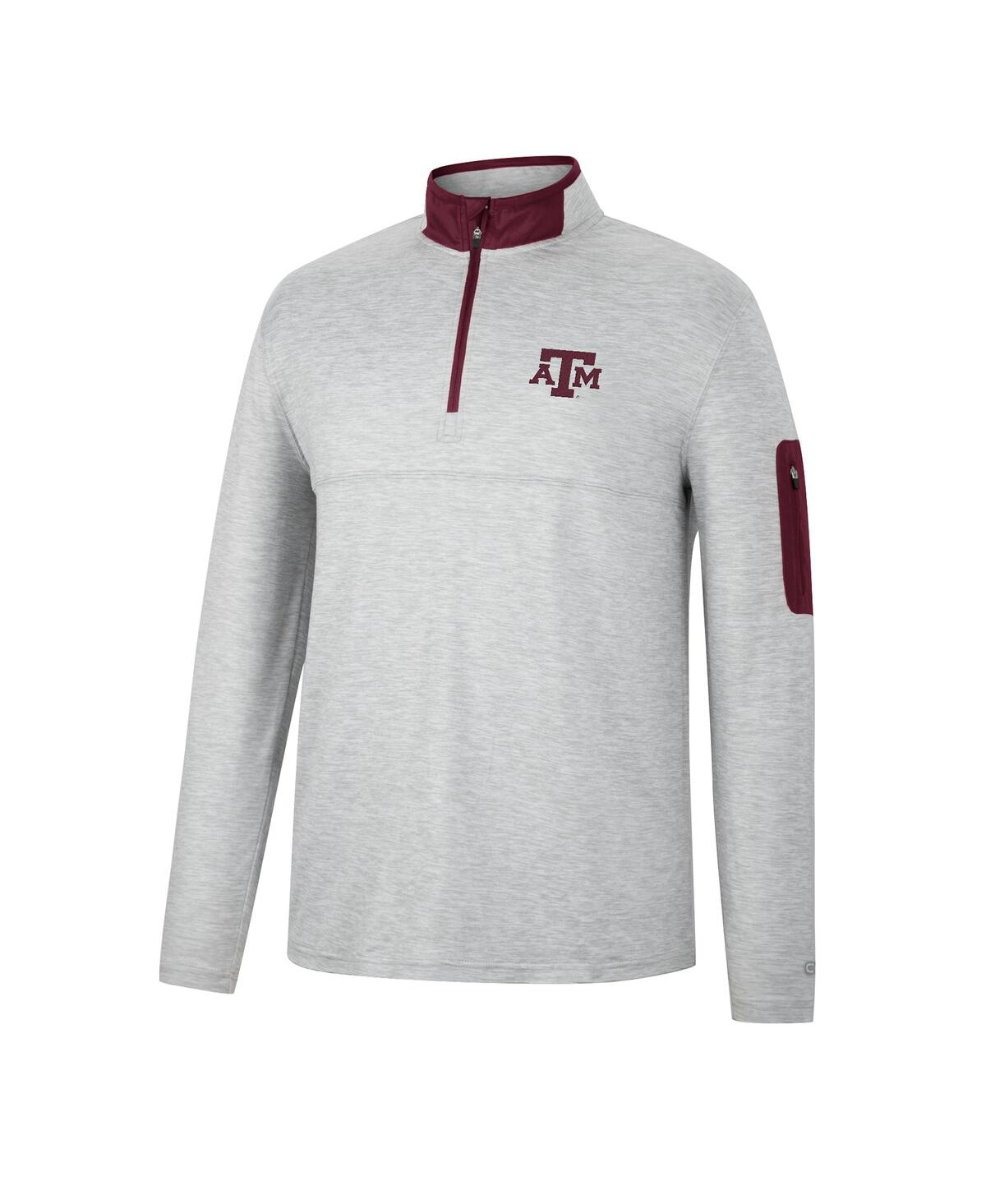 Shop Colosseum Men's  Heathered Gray, Maroon Texas A&m Aggies Country Club Windshirt Quarter-zip Jacket In Heathered Gray,maroon