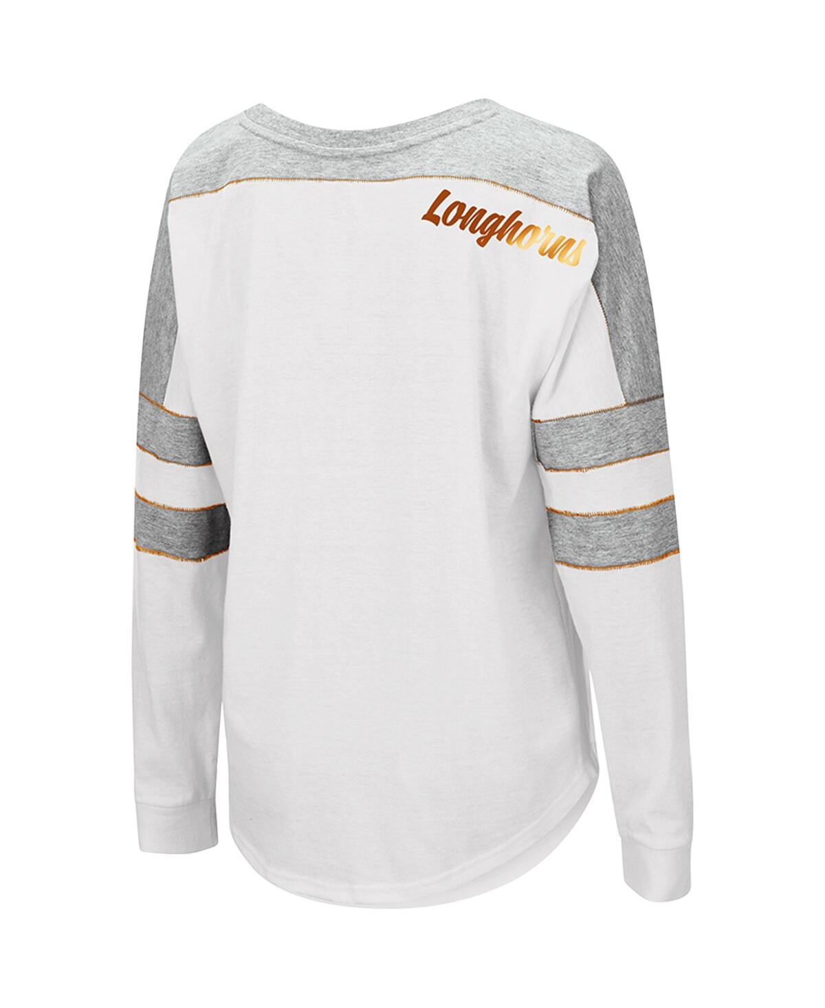 Shop Colosseum Women's  White Texas Longhorns Trey Dolman Long Sleeve T-shirt
