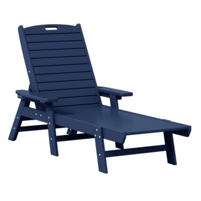 3 Pieces Set Poly Adirondack Outdoor Chaise Lounges with Side Table