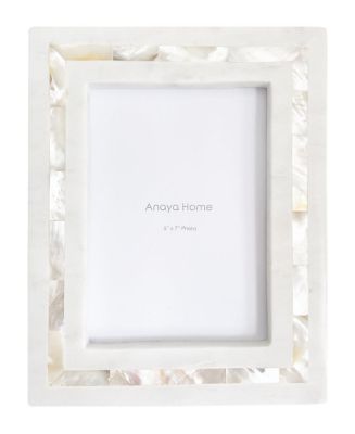 Anaya Home White Mother of Pearl White Marble Picture Frame 5x7 - Macy's
