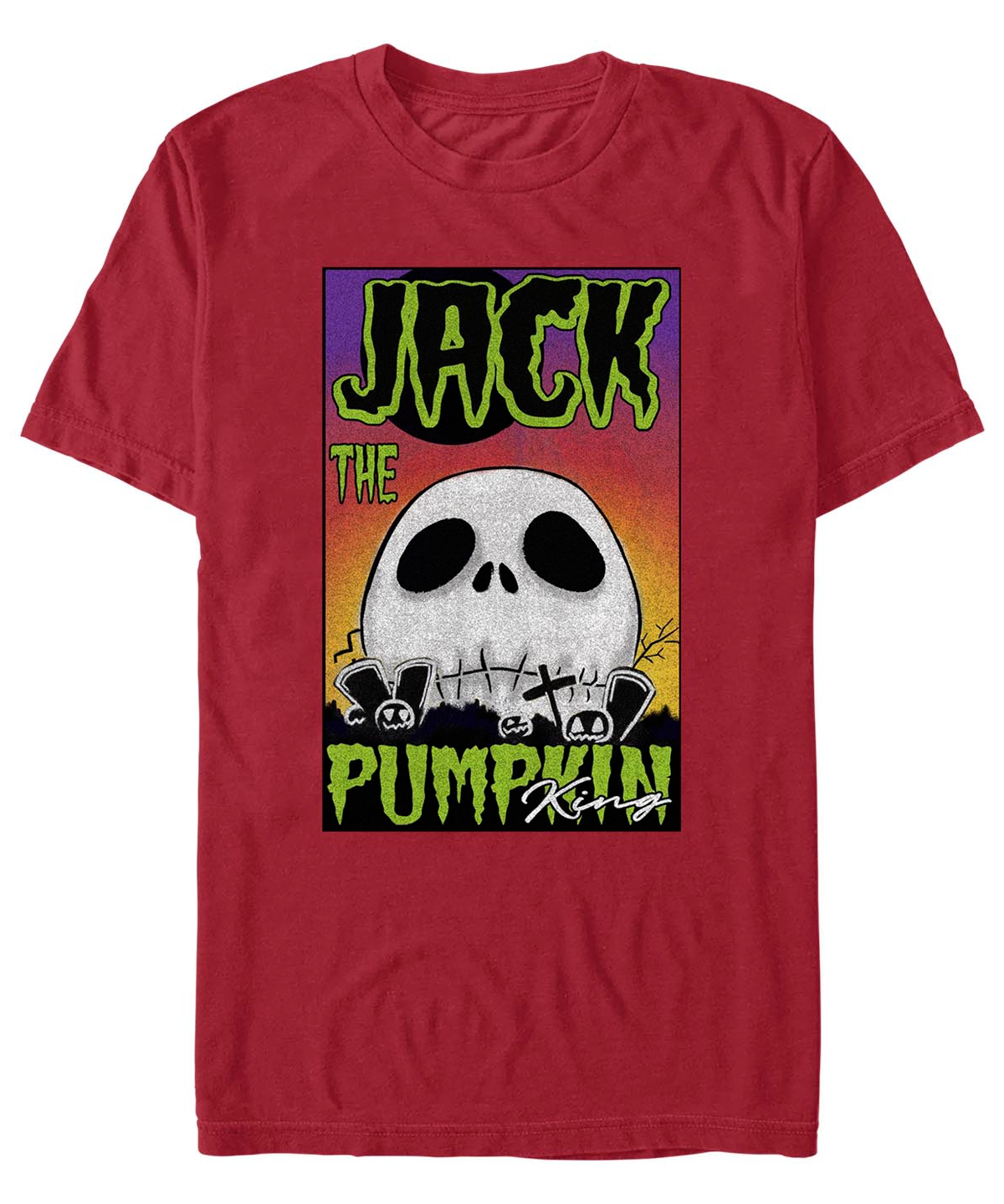 Fifth Sun Men's Nightmare Before Christmas Jack Big Skull Short Sleeves T-shirt In Cardinal
