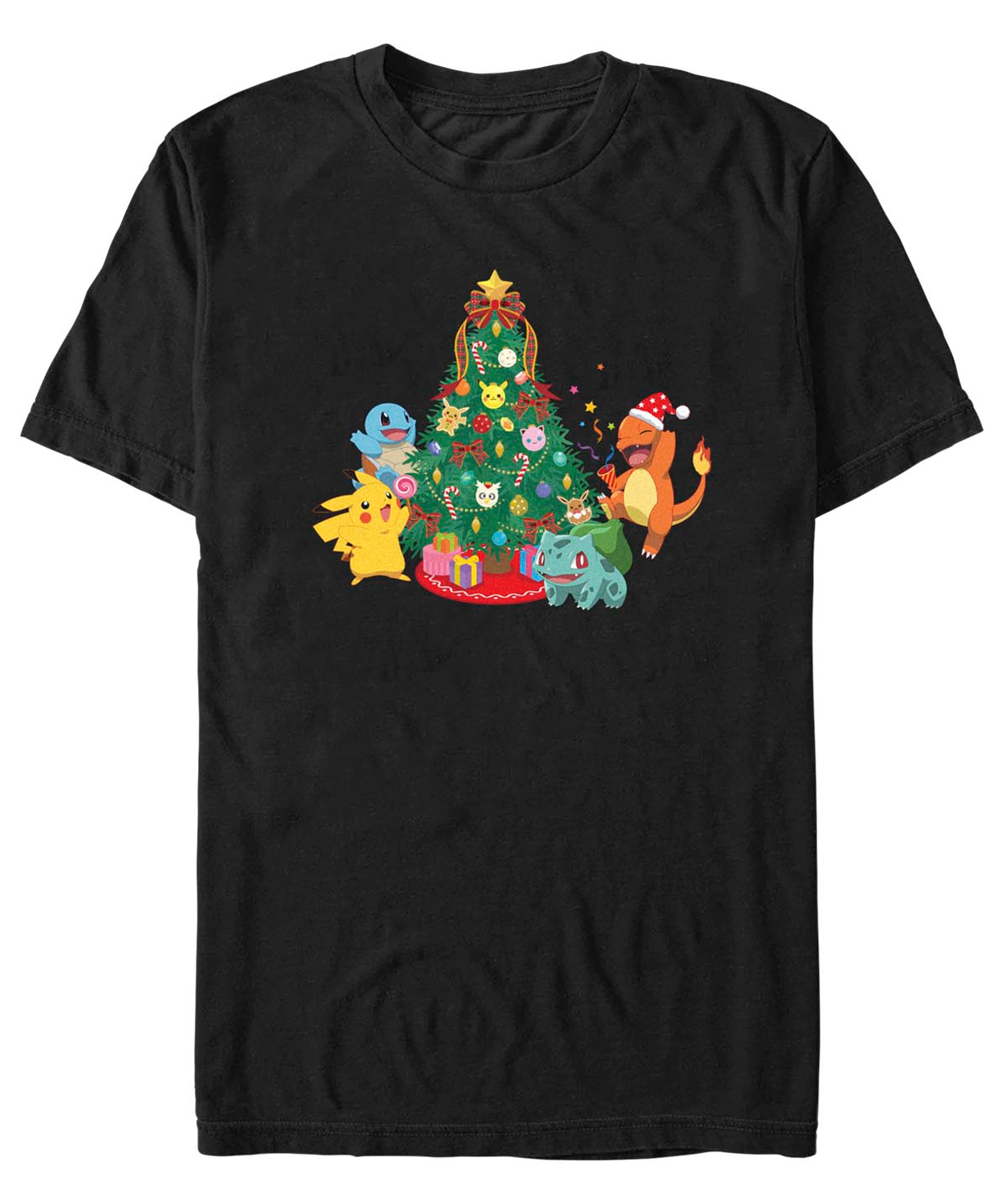 Fifth Sun Men's Pokemon Christmas Tree Short Sleeves T-shirt In Black
