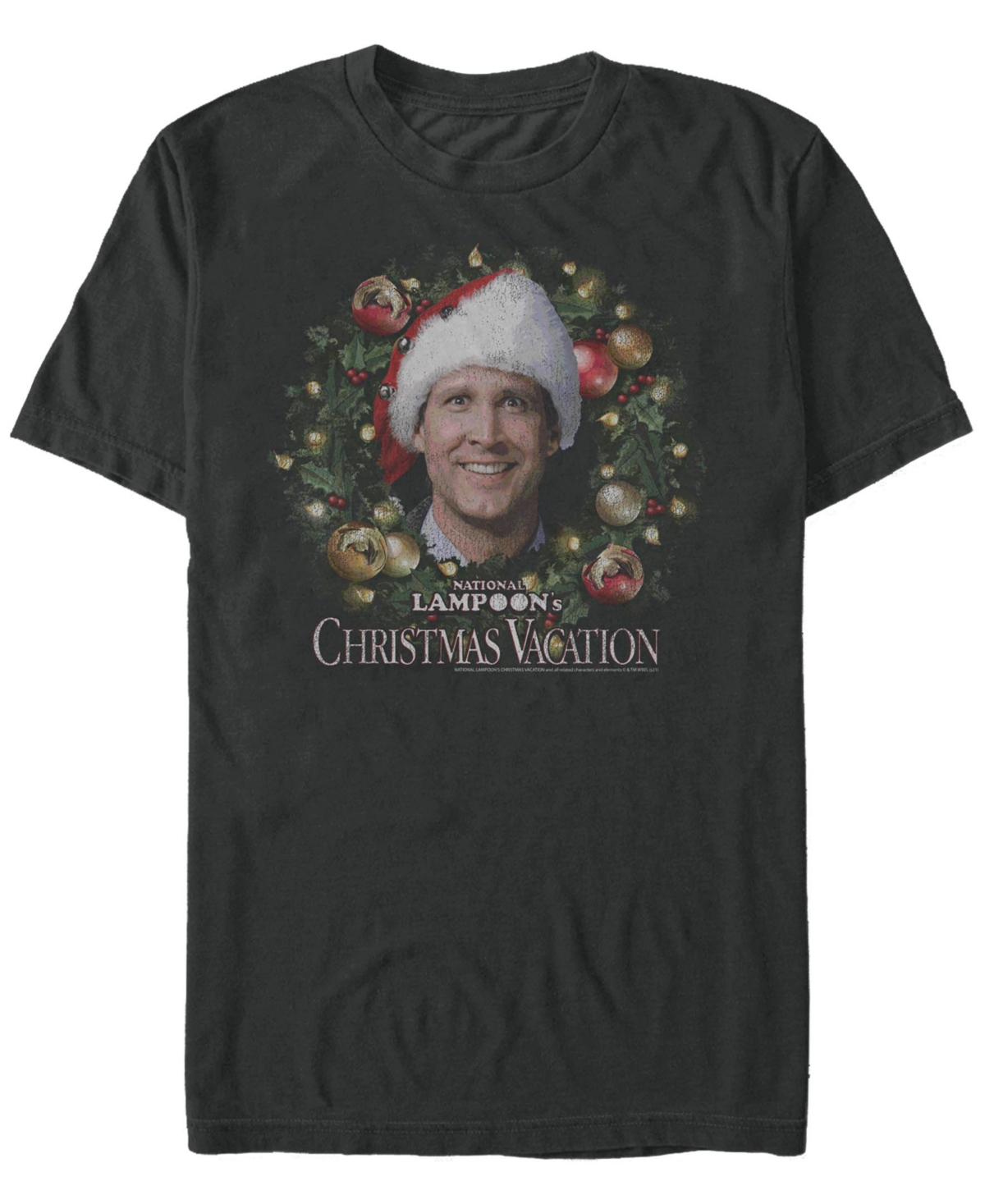 Fifth Sun Men's National Lampoon Christmas Vacation Clark Wreath Short Sleeves T-shirt In Black